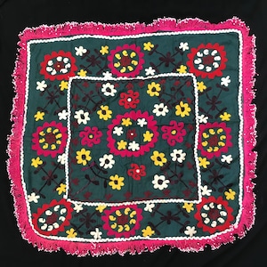 Antique Embroidery-Old Textiles-Uzbek Suzani Embroidery-Uzbek Handwork-Silk Thread-Silk Fabric-Afghanistan Uzbek Handmade
