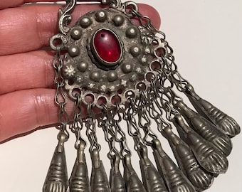 Vintage Coin Pendant: Antique Uzbek Ethnic Tribal jewelry Design