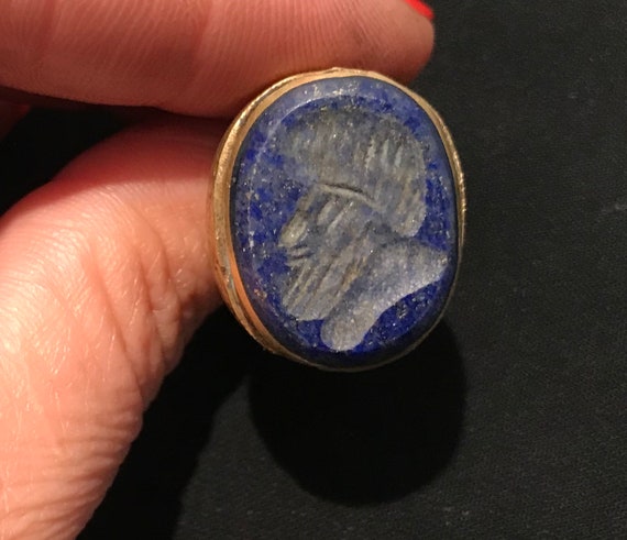 Size 7 Vintage Lapis Ring  , Turkmen Lapis Lazuli… - image 1