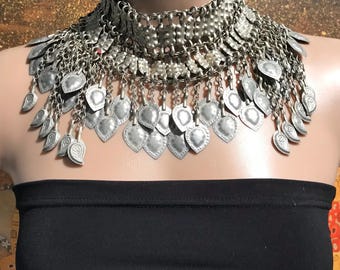 Antique Choker, Tribal Necklace-Kuchi Jewelry -Afghan kochi Tribe-Exotic  statement necklace-collectible Necklace-