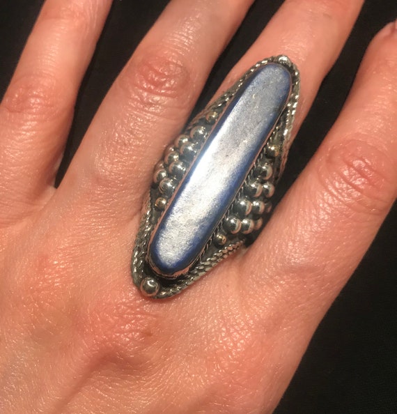Size 9 -  Ethnic Ring Afghan Lapis Lazuli Ring-Da… - image 6