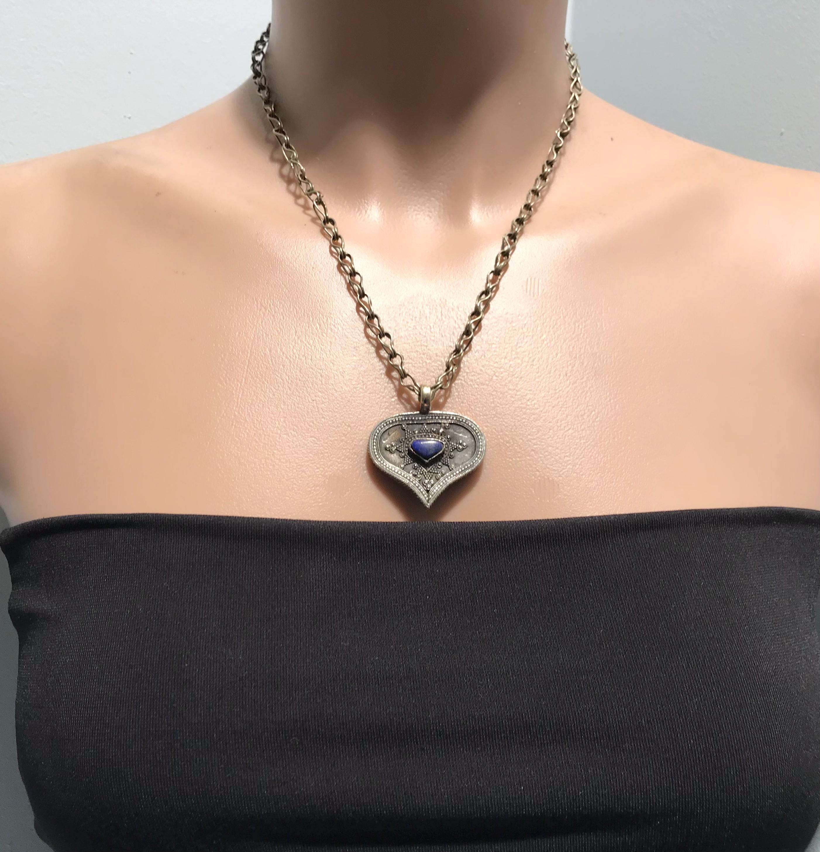 TURKMEN JEWELRY ネックレス　ヴィンテージ Authentic Lapis Lazuli Turkmen Necklace: Vintage Metal Jewelry (20