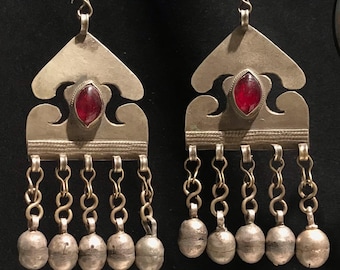 Uzbek Earrings Antique Tribal Earrings - Afghan Handmade Metal Earrings