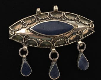 Vintage Kuchi Pendant, Afghan Tribal Necklace, Boho Statement Jewelry