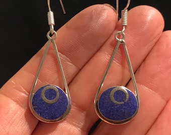 Vintage Earring-Handmade-Earring-Costume Jewelry-Ethnic-  Blue Earring