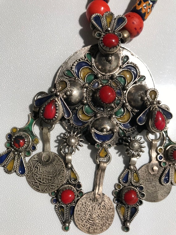 Moroccan Necklace, Berber Necklace, Moroccan Enam… - image 8
