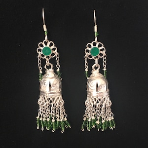 Tribal Earring. green Earring.Tribal Jewelry , Tessel Earring Ethnic Earring.Tribal Belly Dance Jewelry , Kuchi Tribe Earring