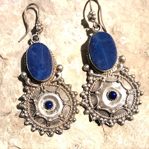 Lapis Earrings  - Vintage Lapis Earrings - Lapis Lazuli Earrings - Gemstone Earrings  - September Birthstone - Handmade Earring