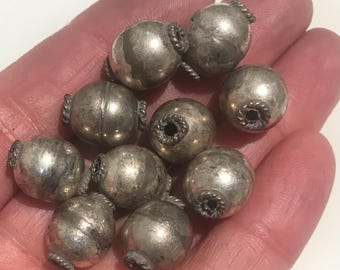 Turkmen Tribal Beads: Silver Tone Metal Spacers, Afghan Jewelry Making
