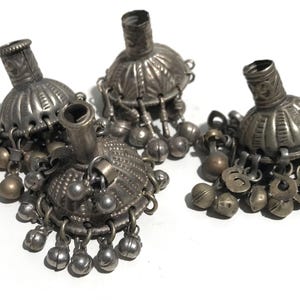 Vintage Metal Tassels: Tribal Jewelry Bead Caps, Set of 4