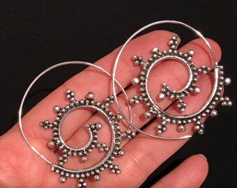 Tribal Boho Hoop Earrings, Middle Eastern Style