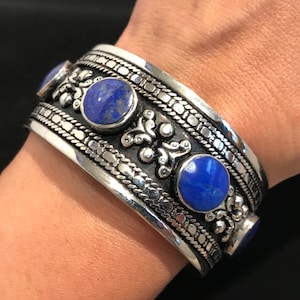 Lapis Lazuli Bracelet-Kuchi Cuff -Lapis Lazuli Stone Bracelet-Ethnic Middle Eastern Bracelet Bracelet, Tribal Jewelry