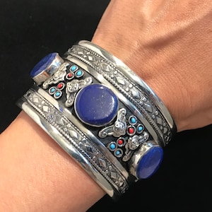 Lapis Lazuli Bracelet-Kuchi Cuff -Lapis Lazuli Stone Bracelet-Ethnic Middle Eastern Bracelet Bracelet, Tribal Jewelry