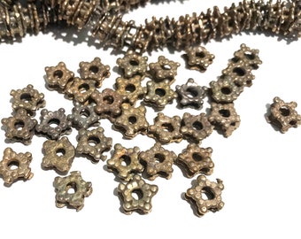 Antique Yemen Metal Spacers, Tribal Jewelry Beads (34 PCS)