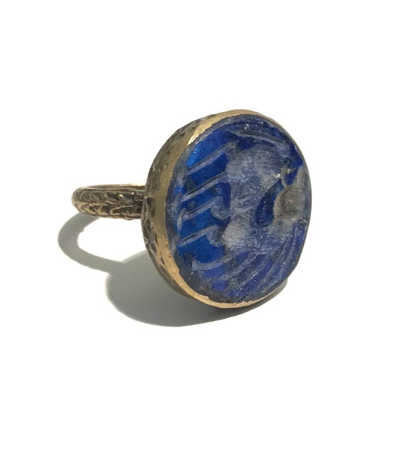 Size 8 Vintage Lapis Ring , Turkmen Lapis Lazuli … - image 3