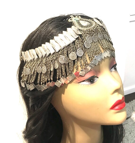 Vintage Kuchi Headpiece: Afghan Tribal Hair Jewelry Remarkable Vintage Afghan Kuchi Headpiece Hair Jewelry  main image 2