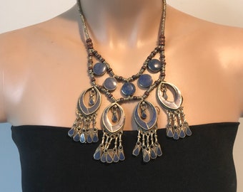 Collier Lapis Afghan-Collier tribu-Collier Lapis Lazuli, Bijoux artisanaux-Tribal-Nomades-Gypsy/Hippie/Ethnic