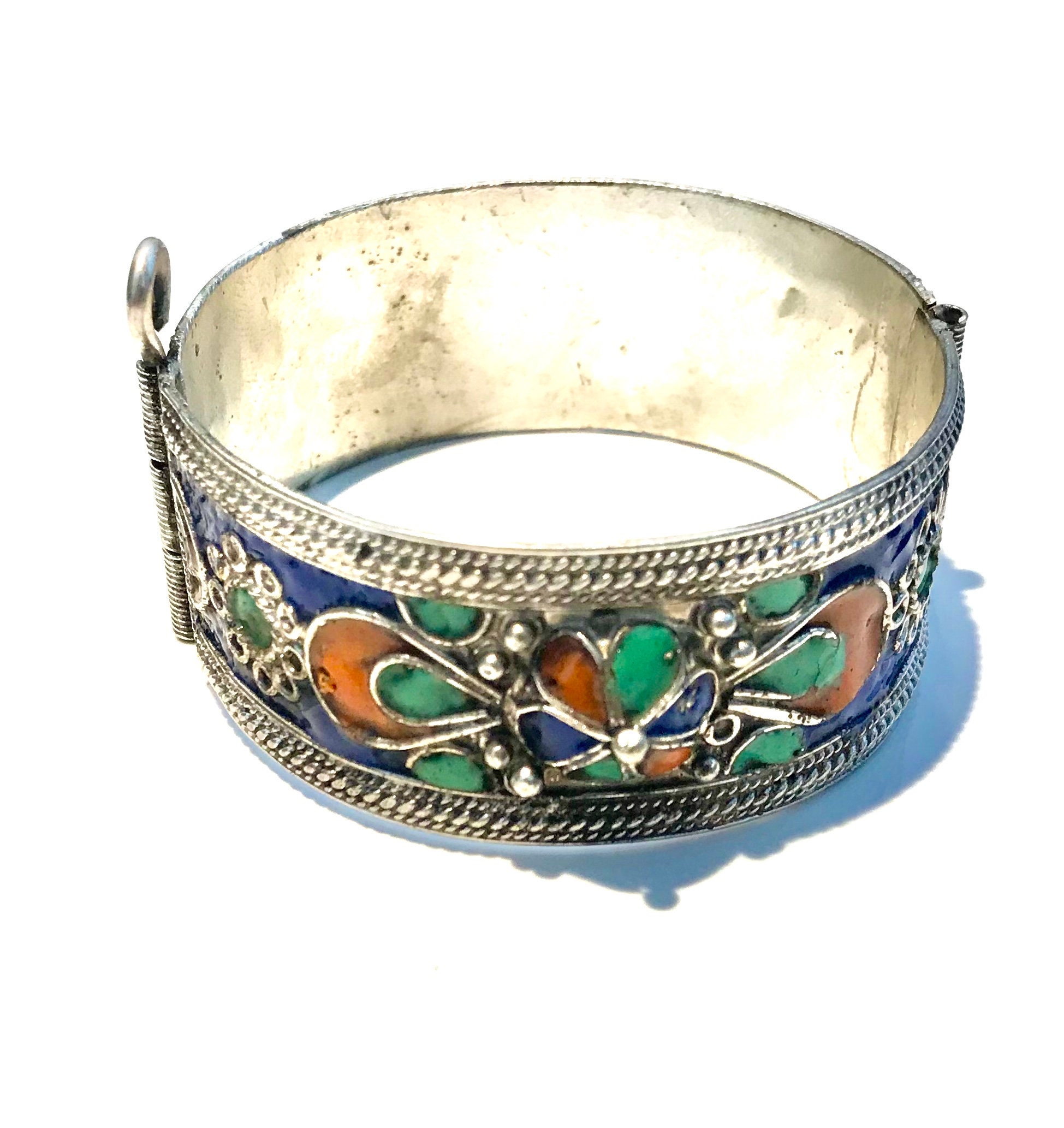 Vintage Enameled Berber Bracelet: Moroccan Tribal Jewelry - Etsy Vintage Enameled Berber Bracelet: Moroccan Tribal Jewelry - Etsy