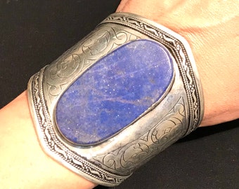 Lapis lazuli-manchetarmband: etnische Kuchi-tribale sieraden