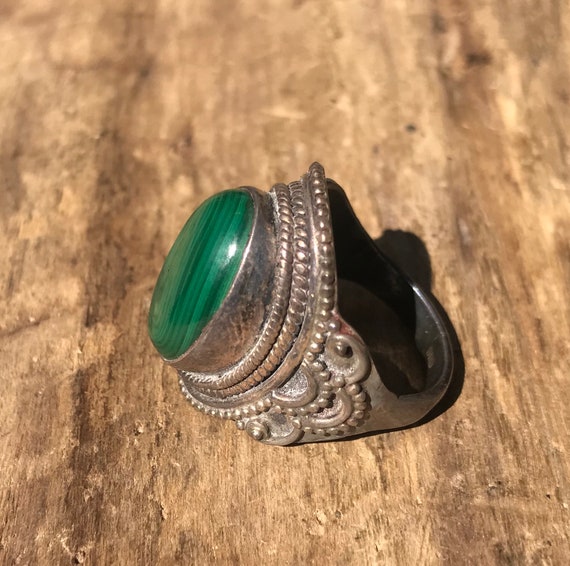 Malachite Ring , Malachite Vintage Ring , Sterlin… - image 4