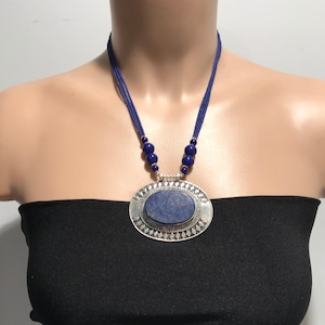 Afghan Lapis Necklace- Lapis Lazuli Necklace - Turkman Tribe Necklace-Handcrafted-Tribal-Nomads Jewelry -Ethnic Jewelry