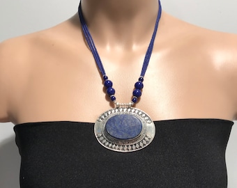 Afghan Lapis Lazuli Necklace: Handmade Turkman Tribal Jewelry