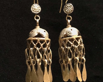 Tribal Tassel Earring-Chandelier Antique  Earrings -Vintage Earring-Afghan Kuchi Earring-Ethnic Middle Eastern handmade vintage bohemian