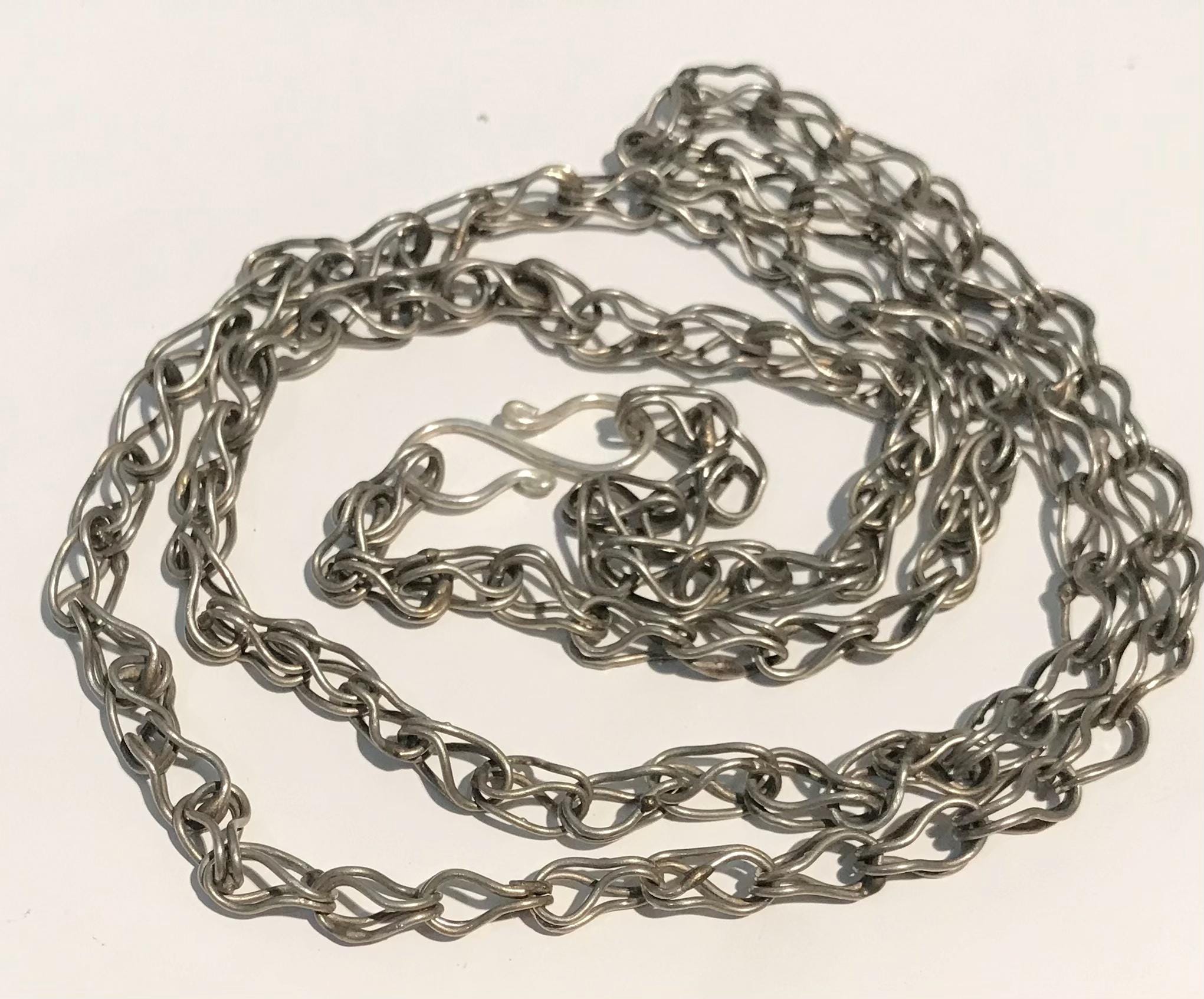 Vintage Kuchi Tribal Chain Necklace: Hand Woven Boho Ethnic Jewelry, 36”