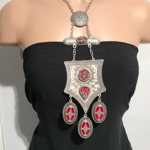 Handmade Kazakh Style Statement Necklace: Middle Eastern Artisan Jewelry