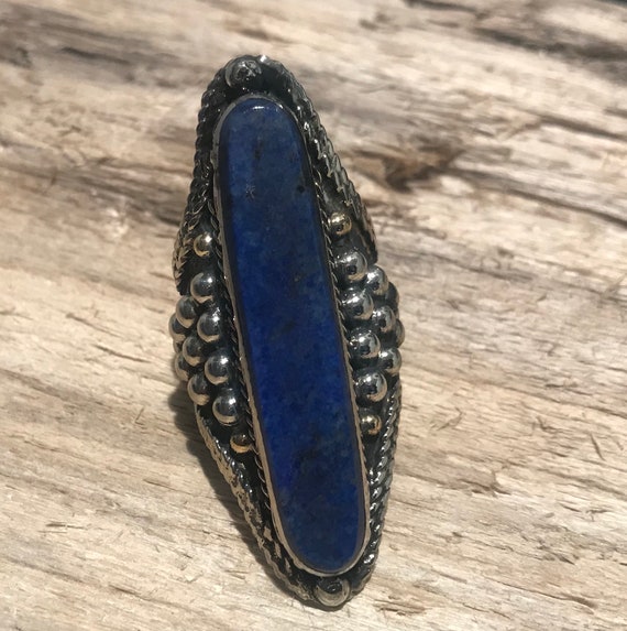 Size 9 -  Ethnic Ring Afghan Lapis Lazuli Ring-Da… - image 4