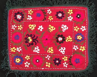 Antique Afghan Suzani: Hand-Embroidered Cotton Wall Tapestry