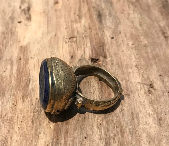 Size 7 Vintage Lapis Ring  , Turkmen Lapis Lazuli… - image 4
