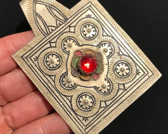 Broche/Pendentif Bouclier En Argent Massif - Travail Berbère Des Années 1920/30