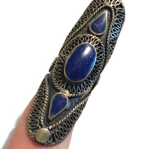 Size 5 Vintage Lapis Ring  , Turkmen Lapis Lazuli Ring-Afghani Ring-Vintage Ring-Exotic collectible-statement Ring-Nomadic Ring
