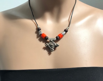 Collier Berbère Touareg En Agate Onex – Bijou Ethnique Marocain, Neuf Sans Emballage