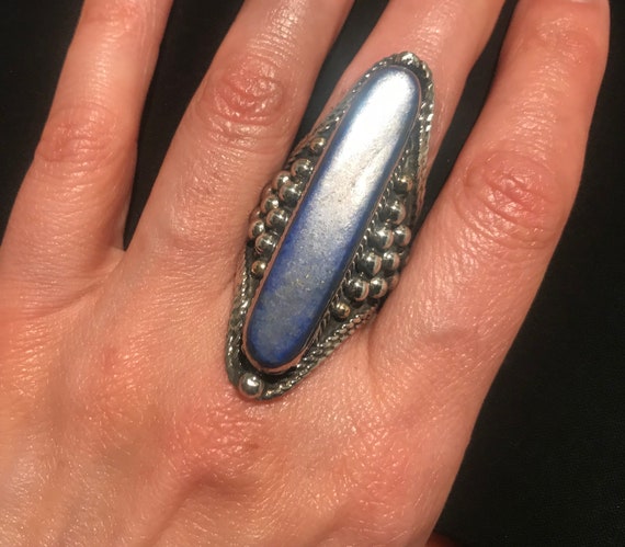 Size 9 -  Ethnic Ring Afghan Lapis Lazuli Ring-Da… - image 7