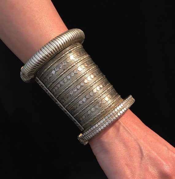 Antique Kuchi Tribe Cuff Bracelet, Afghan Tribal Jewelry