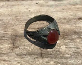 Size 8  Carnelian Ring  ,Kuchi Ring,Vintage Jewelry, Nomadic Ring-Kuchi Jewelry,Bohemian Ring,Tribal Ring, Afghani Ring,Tribal Jewelry....
