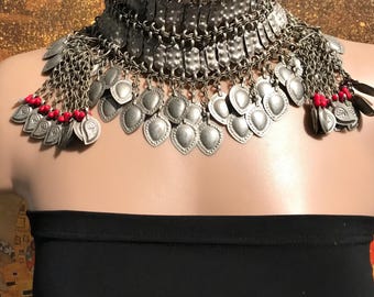 Antique Choker, Tribal Necklace-Kuchi Jewelry -Afghan kochi Tribe-Exotic  statement necklace-collectible Necklace-
