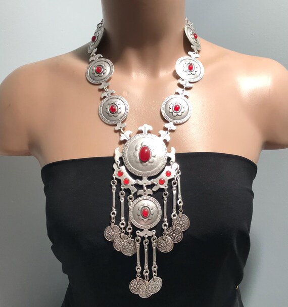 Handmade Boho  Statement Necklace, Middle Eastern… - image 2