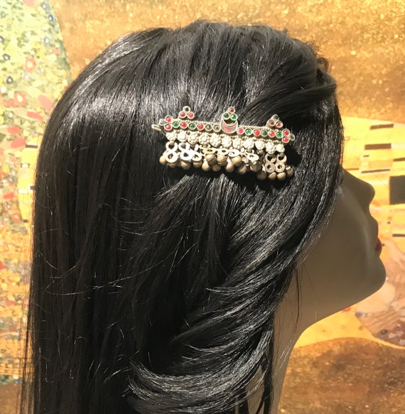 Vintage Kuchi Tribal Hair Slide Nomadic Hairpin Belly dance Jewelry  with bells Shells, Bells, Bits and More — Vintage and new tribal and  main image 4