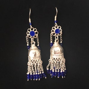 Tribal Earring Navy blue Earring.Tribal Jewelry , Tessel Earring Ethnic Earring.Tribal Belly Dance Jewelry , Kuchi Tribe Earring