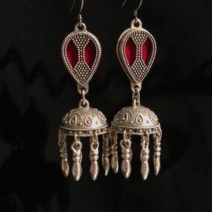 Tribal Jhumka Earrings: Kazakh Style, Middle Eastern Jewelry