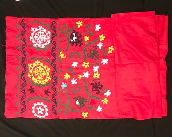 手作りアフガン刺繍テーブルランナー：ボヘミアン風デコレーション（23インチ×128インチ）