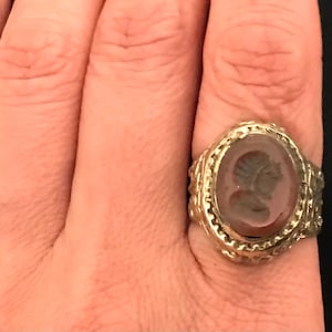 Ethnic Ring , Size 7.5 Tribal Jewelry – Handcrafted Afghan Turkmen Ring with Intricate Engraved Carnelian  Detail