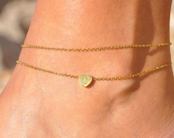 Personalized Anklet Initial Ankle Bracelet Gold Dainty Anklet Girly Anklet 0071AM Personalized Bridesmaid Gift