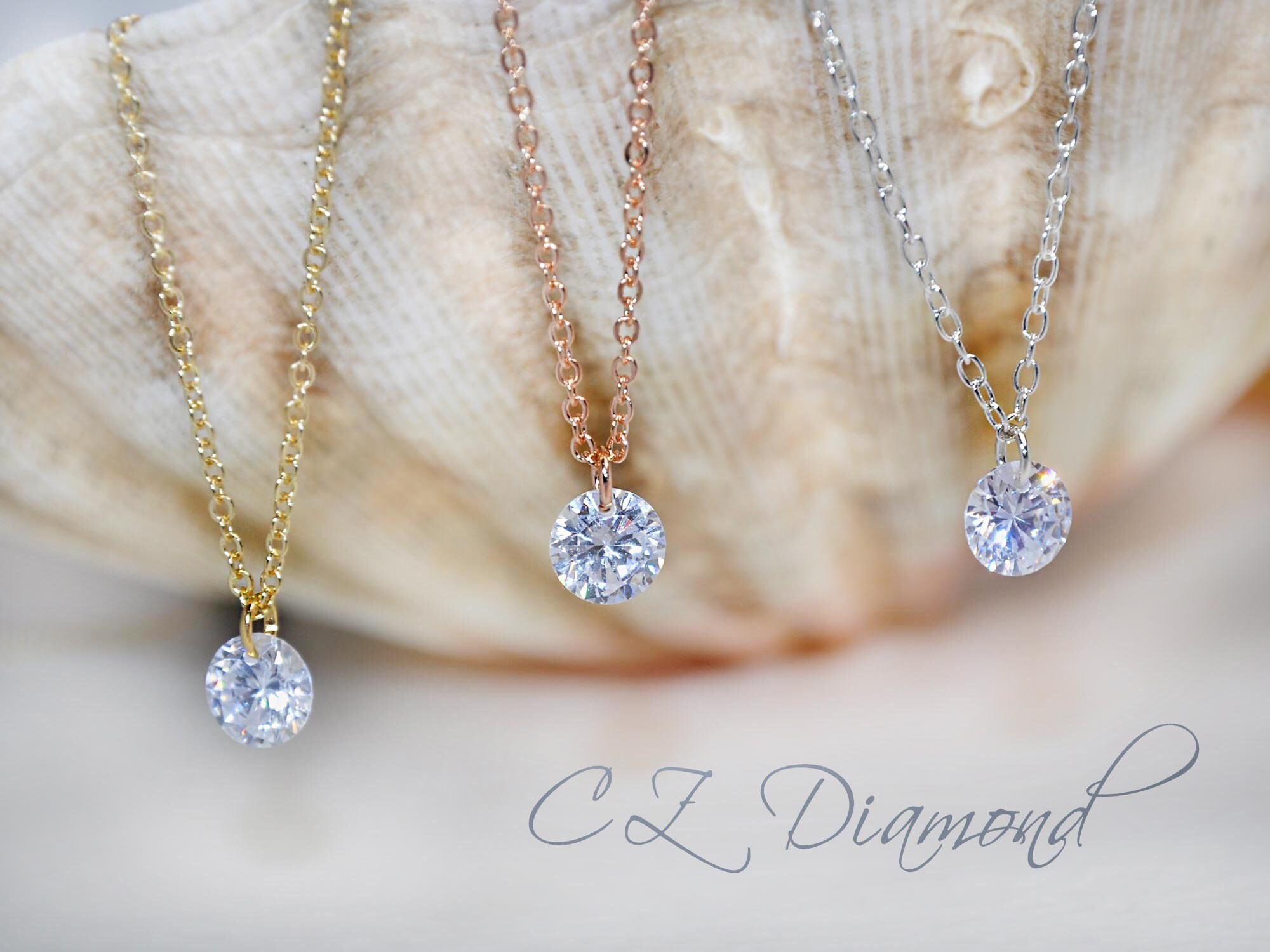 Cubic Zirconia Necklace Dainty CZ 