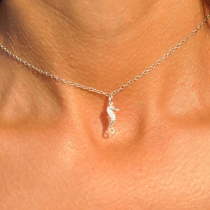 Cute Sterling Silver Seahorse Choker Necklace by SeaSideMotifs