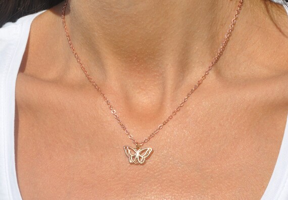 Short cheap butterfly necklace
