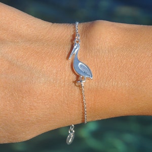 Pelican Bracelet, Personalized Gold or Silver Pelican Jewelry, Ocean Bracelet, Beach Bracelet, Summer Bracelet, Personalized Gift for Her